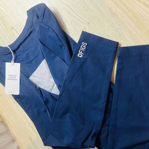 Figs Ribbed longsleeve underscrub Navy Blue Womens